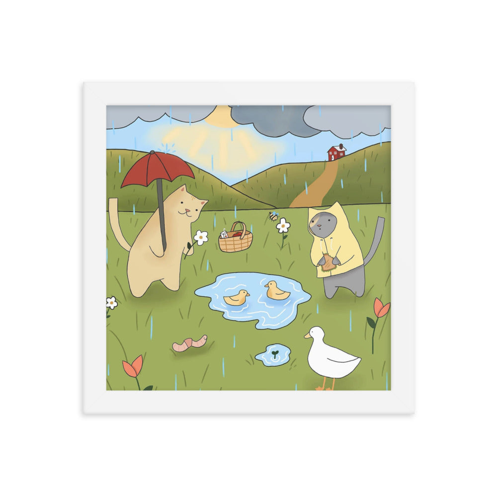 Rain with Friends Framed Poster - Spring Print Collection