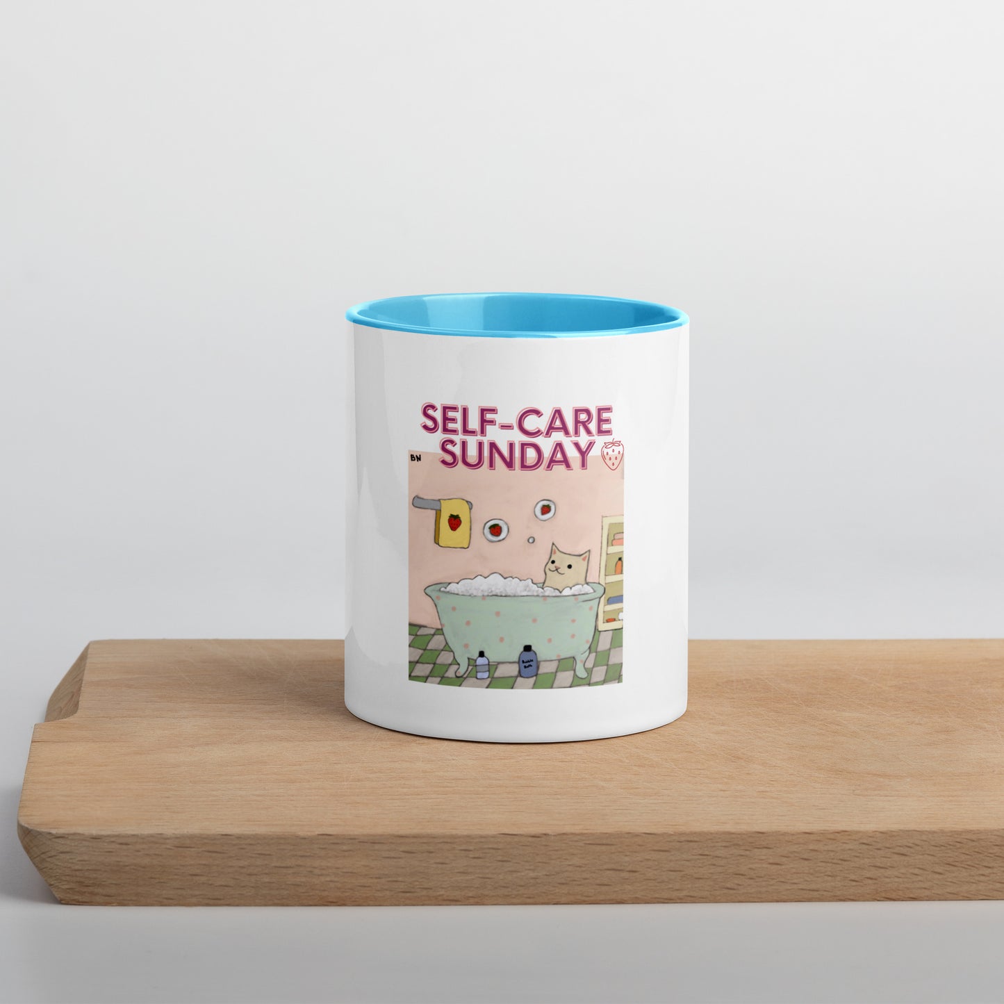Moonflower Self-Care Sunday Strawberry Cat Mug