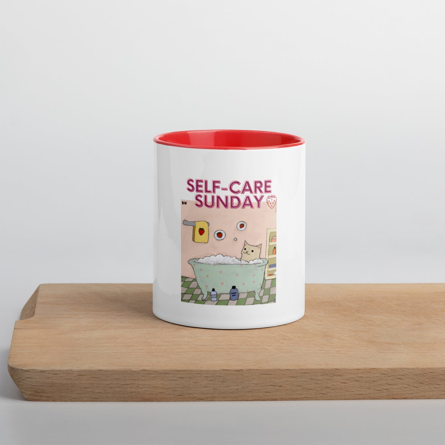 Moonflower Self-Care Sunday Strawberry Cat Mug