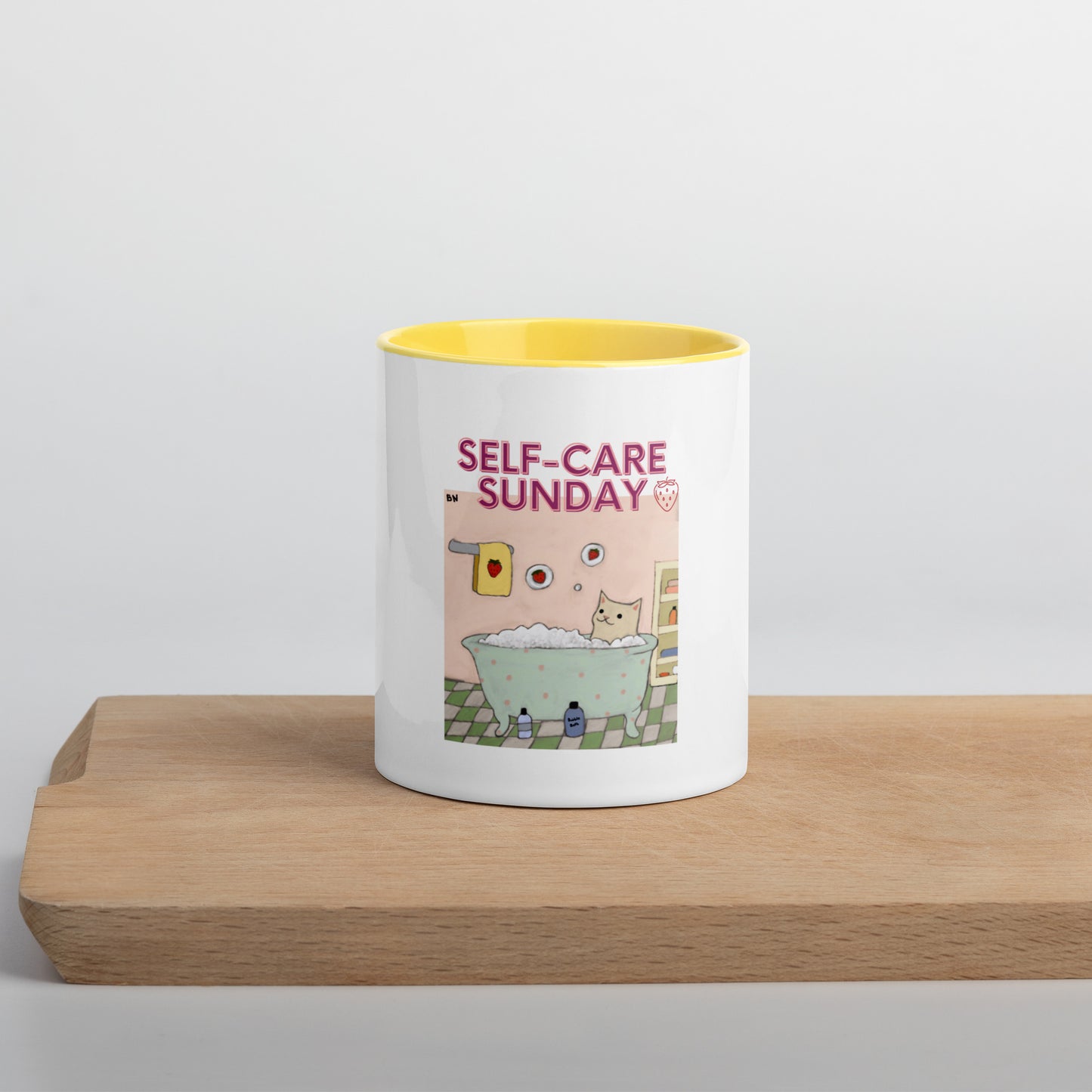 Moonflower Self-Care Sunday Strawberry Cat Mug