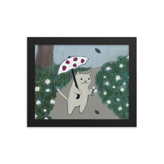 Strawberry Umbrella Framed Poster - Spring Print Collection