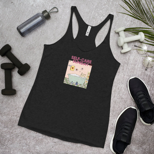 Moonflower Self-Care Sunday Strawberry Cat Women's Racerback Tank